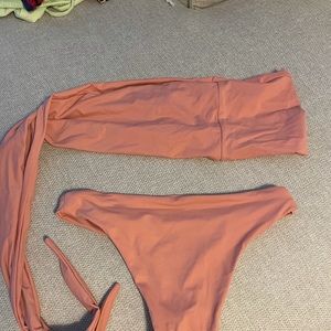 437 swim rose bandeau bikini set